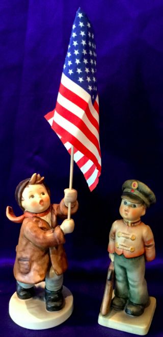 2 - Goebel Hummel Figurines,  Rare " Soldier Boy ",  332 & " Call To Glory ",  739/i