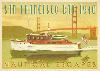 Boat Art Print Nautical Escapes 5 By Carlos Casamayor San Francisco Poster 14x11