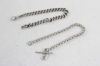 2 X Antique.  925 Sterling Silver Graduated & Fancy Link Watch Chains (45g)