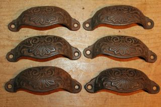 6 Antique Handles For Old Pine Chest Of Drawers Dresser Cup Handles Cast Iron