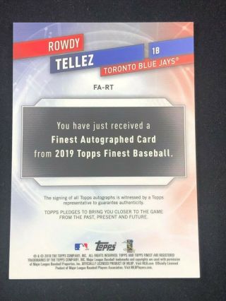 ROWDY TELLEZ ROOKIE AUTO VERY RARE ONLY 5 EXIST IN THE WORLD BLUE JAY AUTOGRAPH 2