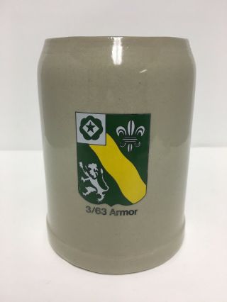 Army Battalion 3/63 Armor Stoneware Beer Mug Germany - Rare
