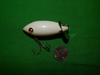 white 1920s Heddon Dowagiac Minnow Deep - O - Diver crab wiggler glass eyes L - rig 2