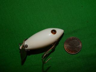 white 1920s Heddon Dowagiac Minnow Deep - O - Diver crab wiggler glass eyes L - rig 3