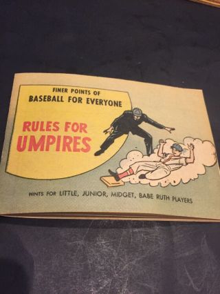 Rare 1965 Hood Ice Cream Baseball Babe Ruth “rules For Umpires” Comic Premium