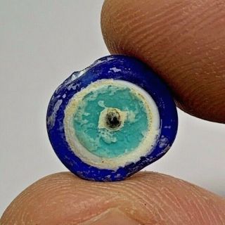 Ancient Phoenician Mosaic Glass Bead - Evil Eye (double Face) 300 Bc 1.  8gr 10mm
