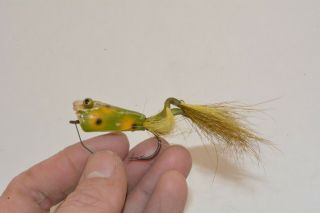 Old Early Wooden South Bend Hop Oreno Frog Bug Eyed Lure Rough But Tough C