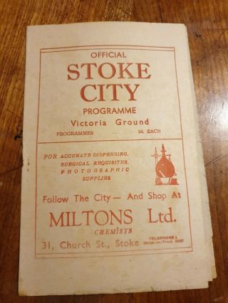 Arsenal Sheffield United Vs Stoke City Fa Cup 1947 Football Programme Rare