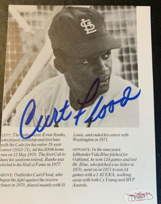Curt Flood Signed Auto Autograph Photo “cut Signature” Jsa Cardinals Rare