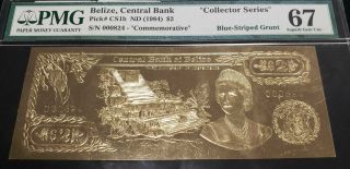 Tt Pk Cs1b 1984 Belize $2 Real Gold Rare Commemorative Pmg 67 Collector Series