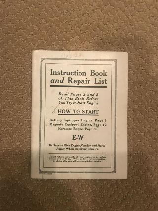 Hercules Opperation And Repair Book Rare Ew Antique Hit And Miss Gas Engine