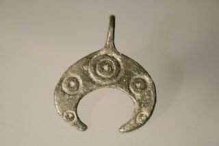 Ancient Viking Bronze Pendant Lunar Amulet 8 - 10th Century Ad.