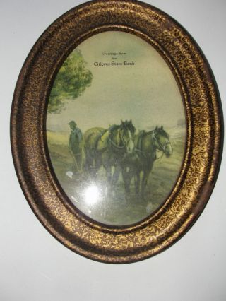 Greetings From The Citizens State Bank,  Antique Advertising,  Farming,  Framed Pictur