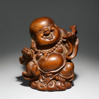 Collectable Antique Boxwood Hand - Carved Lovely Buddha Delicate Buddhism Statue