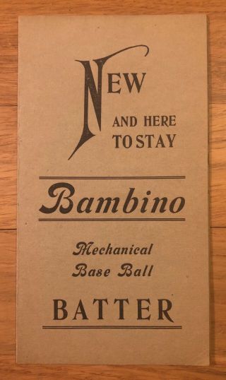 Rare 1920s Babe Ruth Bambino Mechanical Baseball Game Advertising Brochure