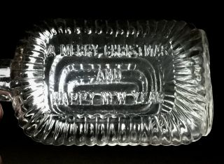 Antique Merry Christmas And Happy Year Whiskey Flask Bought Carey Ohio OH O 3