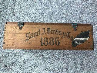 Antique Wood Cigar Box Sam ' l J.  Davis y 1886 York,  Tampa,  Vuelta Abajo Havana 2