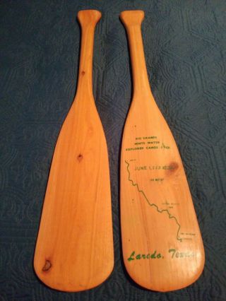 1972 Rare Light Weight Small Wooden Canoe Paddles Rio Grande,  Laredo,  Texas