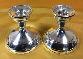 Vintage/antique Pair Sterling Silver Weighted Candlestick Holders Candelabra