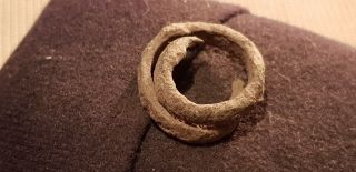Very Rare Viking Warrior Copper Alloy Coiled Snake Ring Uncleaned L59l