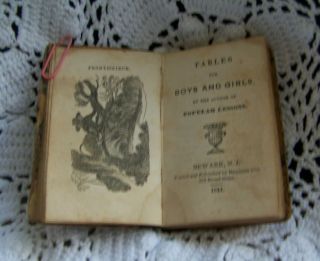 1844 Antique Miniature Book Fables For Boys And Girls