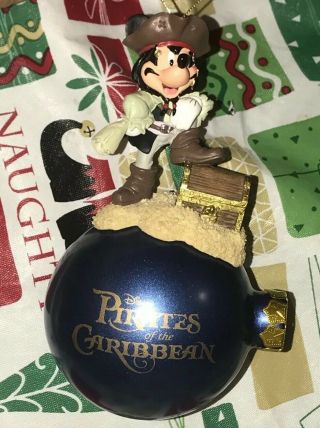Rare Disney Mickey Mouse Pirates Of The Caribean Ornament Pirate Christmas