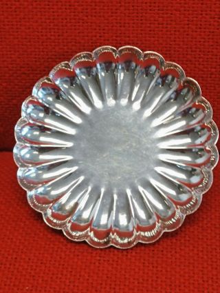 Vintage Antique? Sterling Silver Chinese Scalloped Dish Signed Base