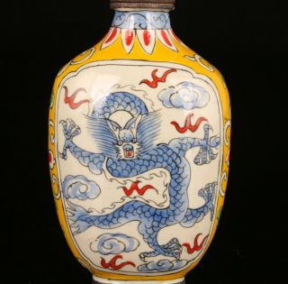 RARE CHINESE CLOISONNE SNUFF BOTTLE PAINTED DRAGON UNIQUE CHRISTMA GIFT COLLECT 2