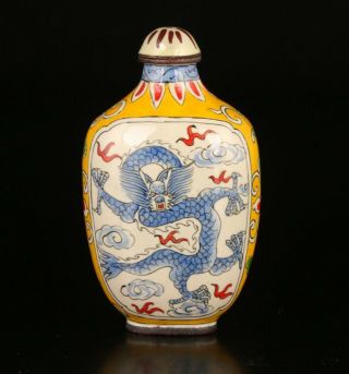 RARE CHINESE CLOISONNE SNUFF BOTTLE PAINTED DRAGON UNIQUE CHRISTMA GIFT COLLECT 3