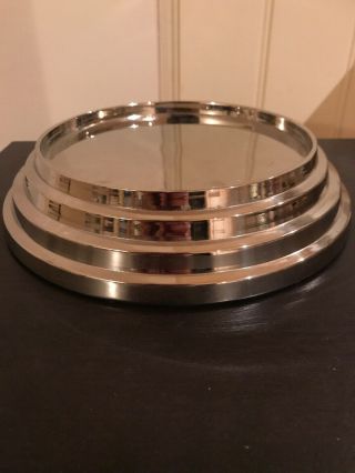 Art Deco Chrome Metal Stepped Display Base For Hurricane Lamps/candles/glass