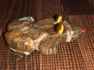 Rare Carver Native Zuni Carved 8 Turquoise Frog Fetish Signed By Waldo Davis