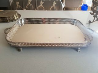 Large Vintage Silver Plate Serving Tray EPNS Gallery 2.  25 kgs 18 x 12 x 2 inches 2