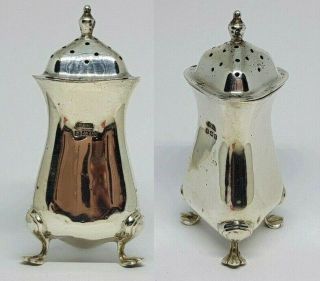 Antique Wwi Solid Silver Triangular Pepper Shaker Pot Fattorini & Son 1915 30gms