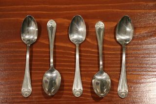 Set Of 5 Vintage Wm Rogers & Son Aa Daisy Silverplate Spoons - No Mono