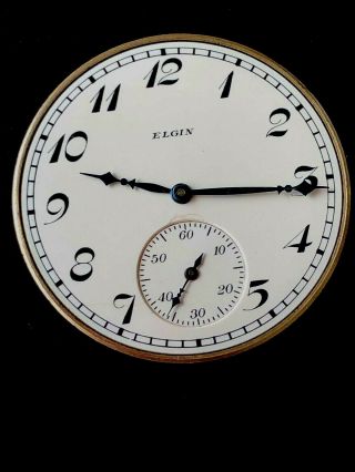 12s Elgin 15j Pocket Watch Movement Dial And Hands Running Strong
