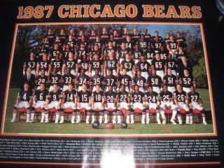 Chicago Bears Rare Nfl 1987 Team Poster Vintage Walter Payton Macmahon,  Ditka