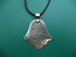 Old Berber Silver Khamsa - Morocco Judaica Hamsa - Hand Of Fatima Amulet - Jewish