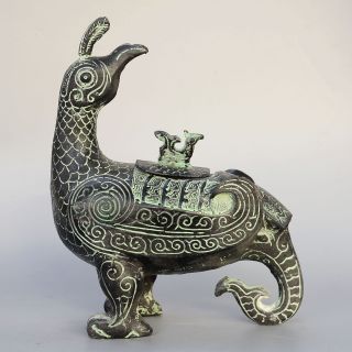 Collect China Rare Antique Bronze Hand - Carve Delicate Myth Animal Auspicious Pot