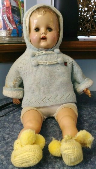 Schilling 1940s Vintage Wind Up Doll 22 " Rare