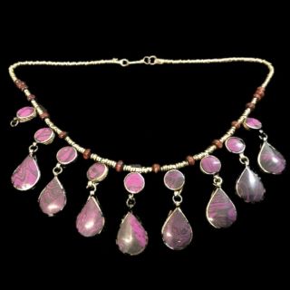 Rare Ancient Purple Stone Pendant Necklace 300 B.  C 17 Stones (3)