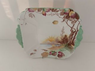 Shelley Art Deco Rare Queen Anne Tab Handle Plate Autumn Leave