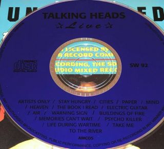 Talking Heads Live Cd Very Rare Brian Eno Air Psycho Killer Take Me To The River