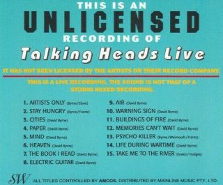 Talking Heads Live CD Very Rare Brian Eno Air Psycho Killer Take Me To The River 3