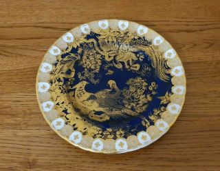 Rare Royal Crown Derby " Cobalt Blue Aves Pattern " - Plate - C.  1973 -