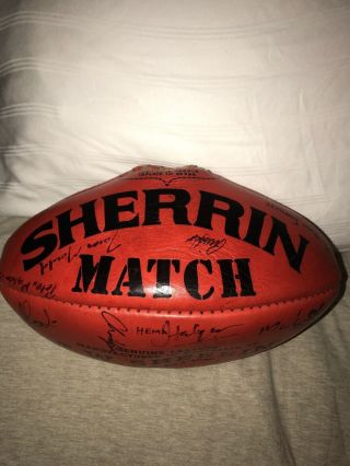 27 Signatures Vintage T.  W.  Sherrin Match Rugby Ball Australia Leather Laces Rare