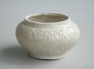 Rare Chinese Song / Yuan Dynasty Qingbai / Dehua Porcelain Jar Moulded Pattern