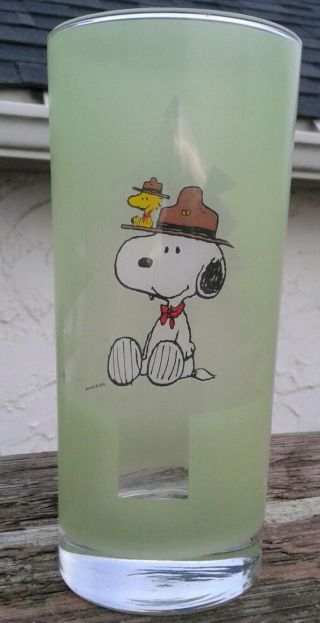 Very Rare Vintage Tumbler Frosted See Through Pine Tree Snoopy Woodstock Begal