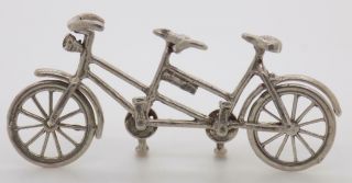 Vintage Solid Silver Italian Made Tandem Bike Miniature Stamped Figurine