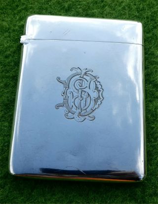 Good Sized Victorian Art Nouveau Decorated Silver Card Case C1889 - 2.  69 Ozt