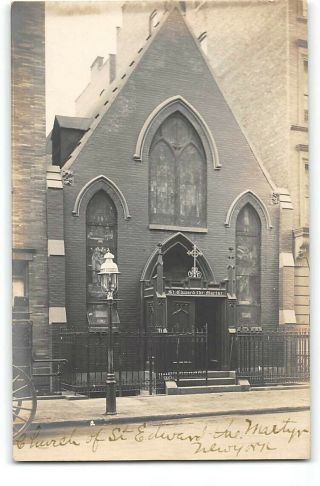 York City - Real Photo - Church Of St Edward The Martyr - Antique Postcard